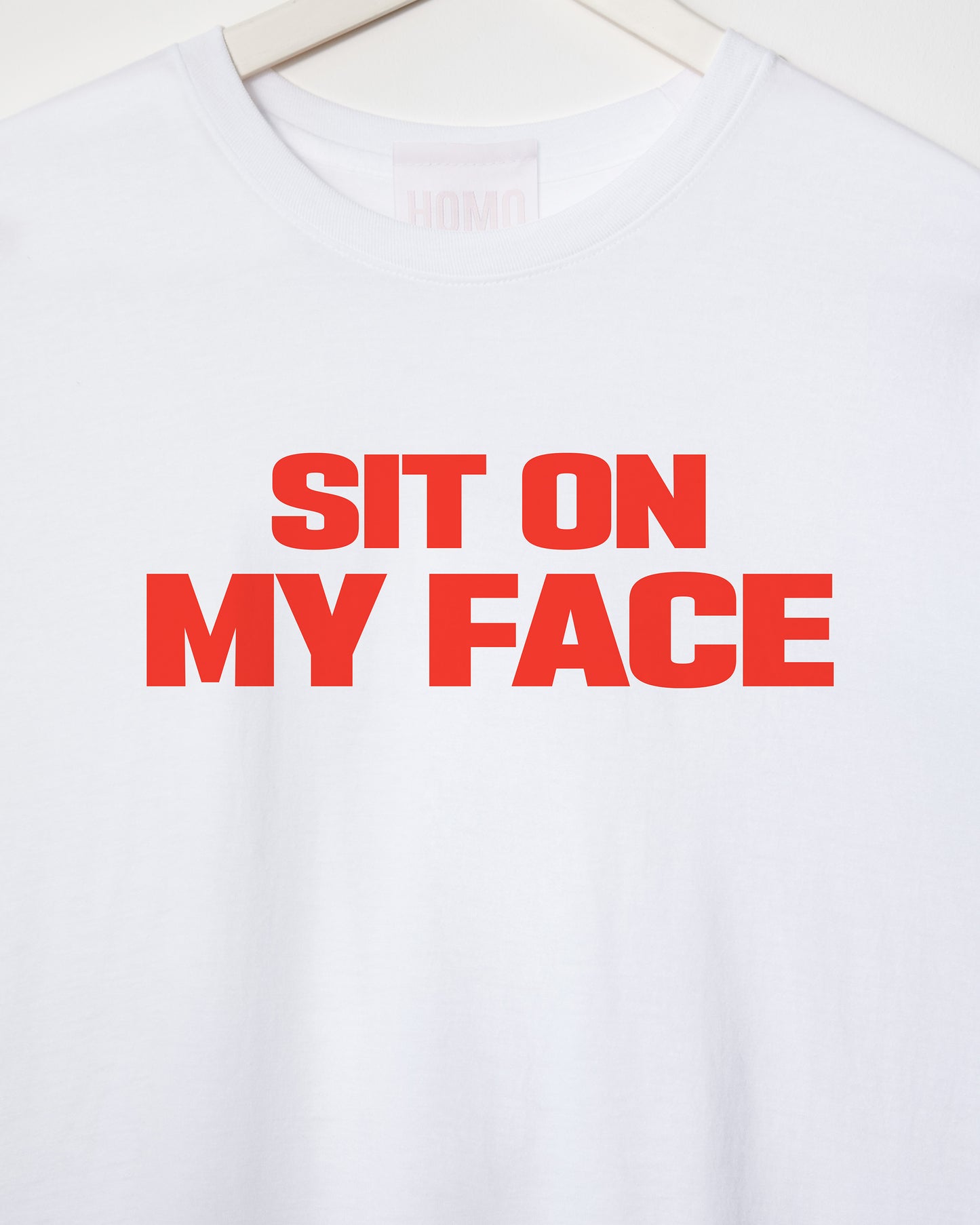 Sit on my face, red print on white - tshirt