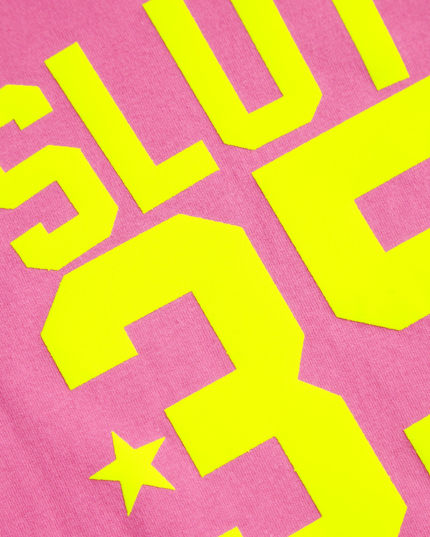 Sports jersey S/UT 09 - fluorescent yellow flock on pink sleeveless cropped tshirt
