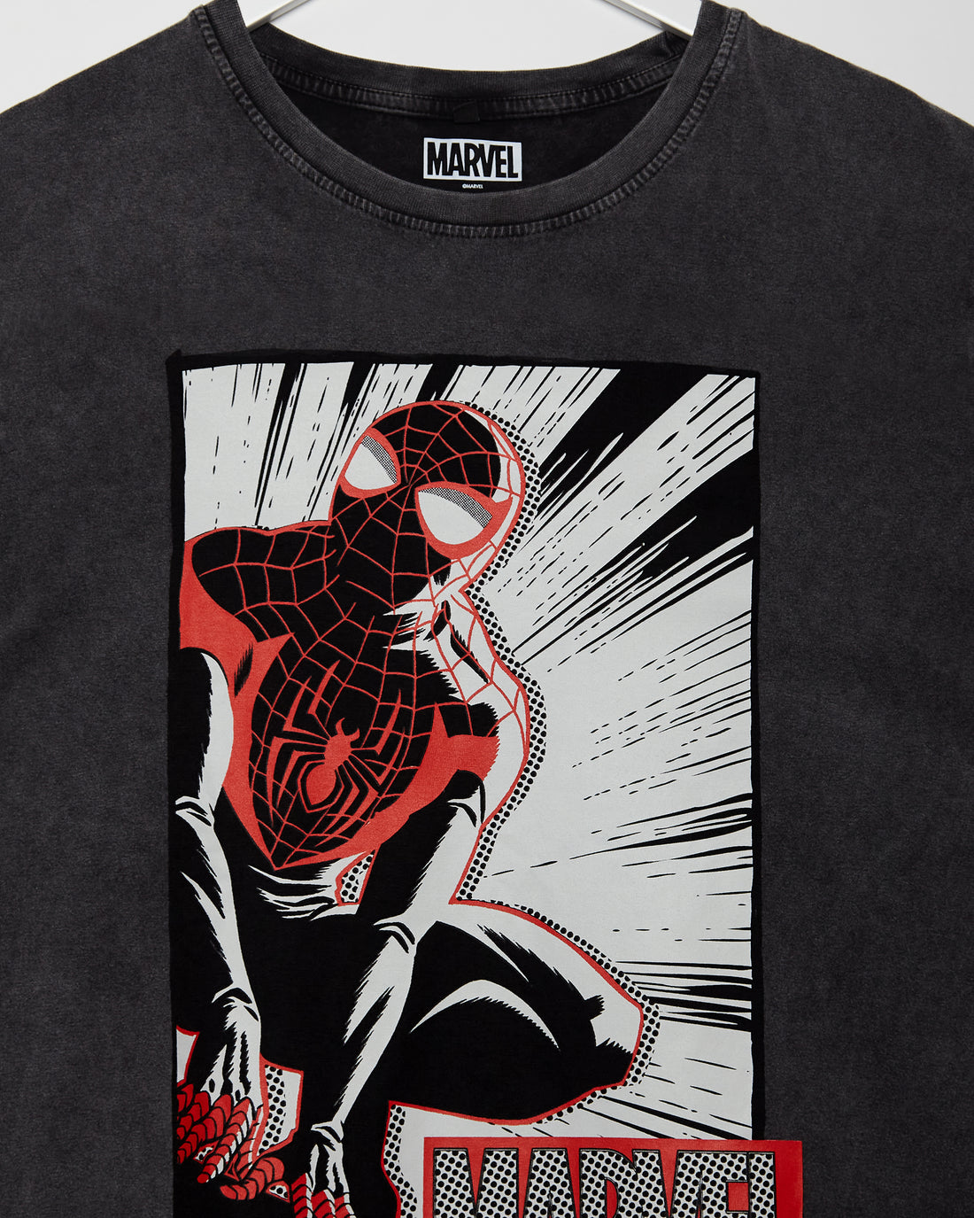 Official Marvel Comics, Spider-man distressed low cut cropped t-shirt - grey
