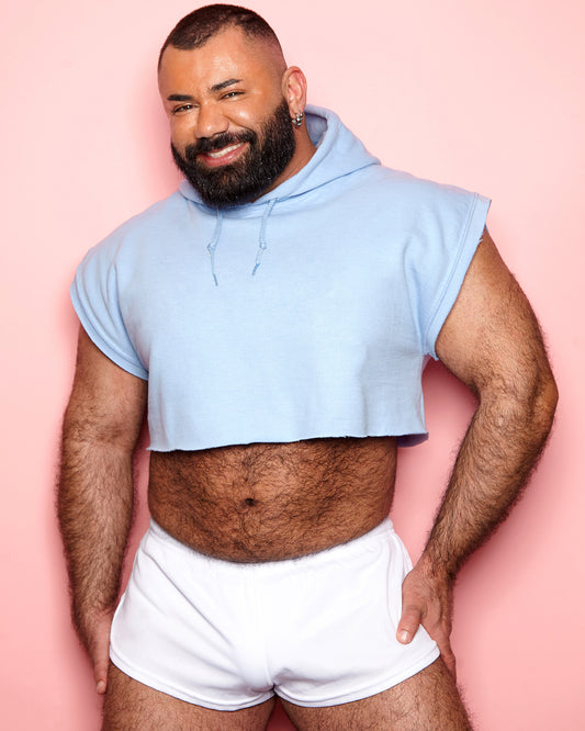 Light blue hooded sweatshirt - crop top