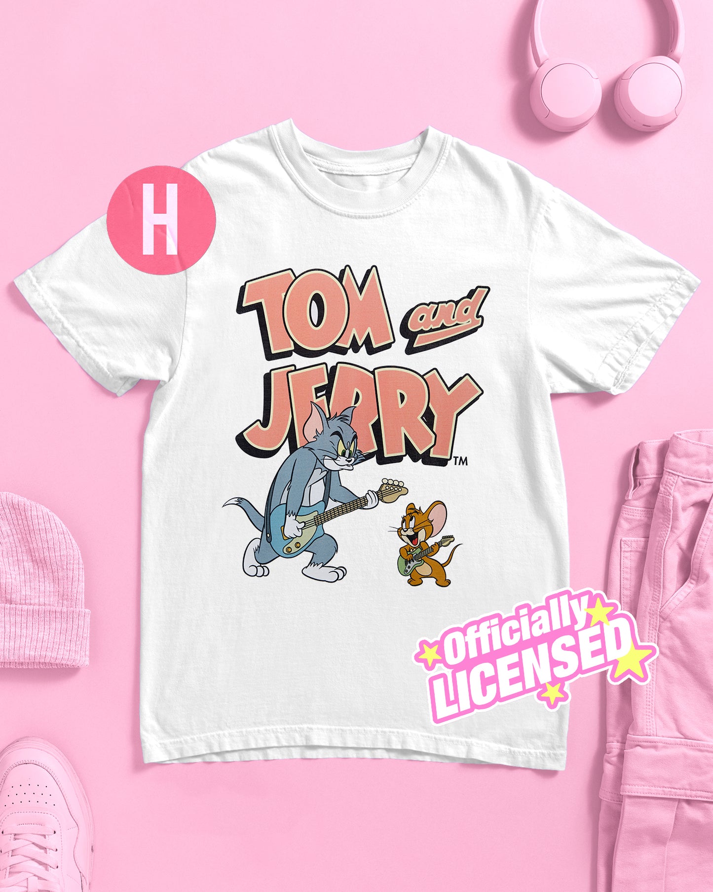 Official Tom & Jerry: Playing Guitar Unisex T-Shirt - White