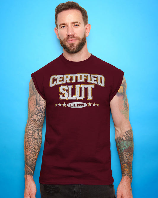 Certified S/ut (College style) sleeveless t-shirt - maroon