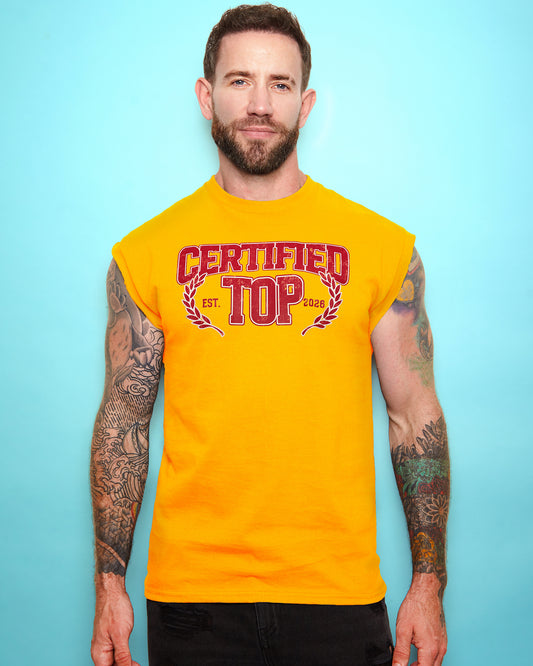Certified Top (College style) sleeveless t-shirt - yellow