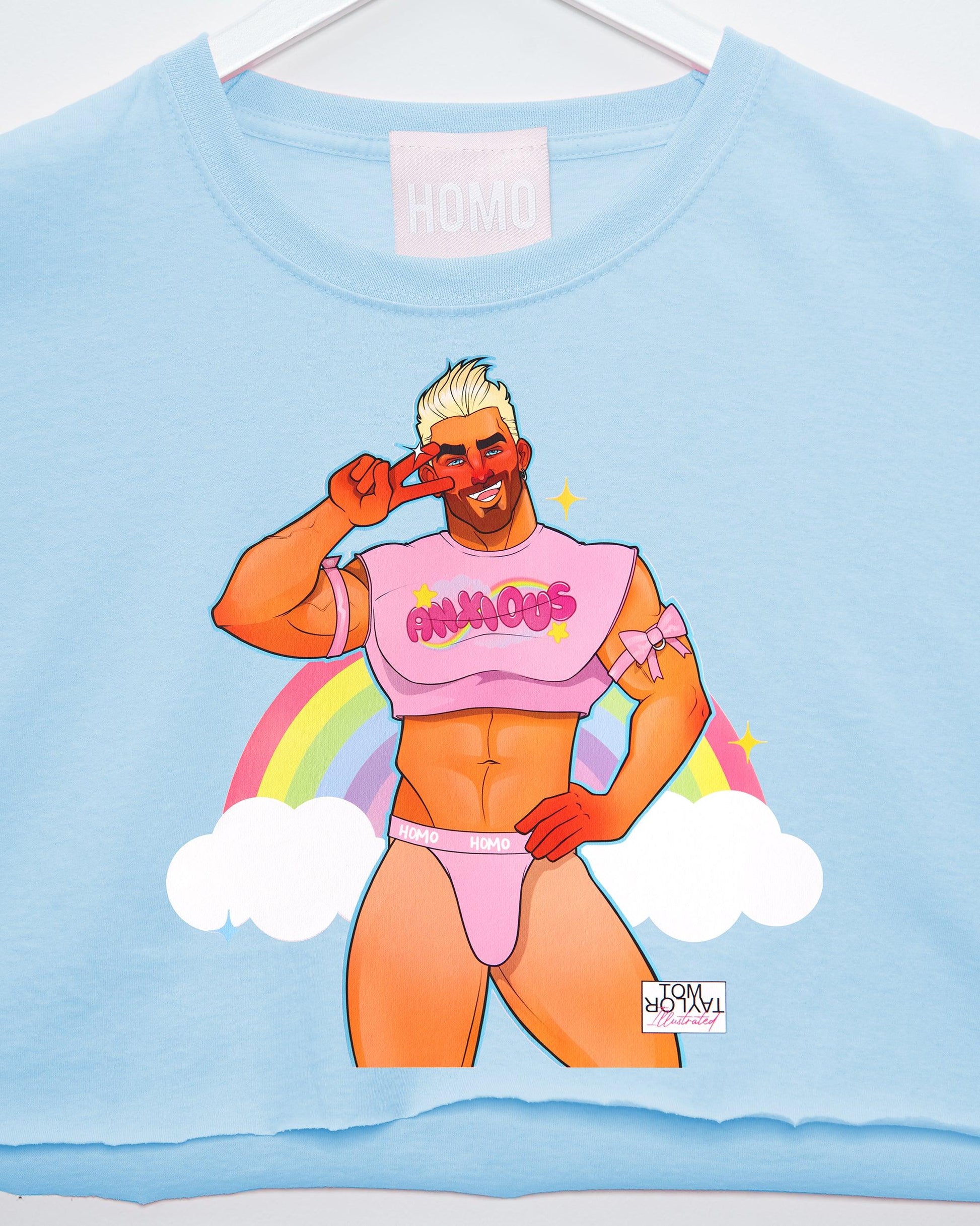 Blake likes pink - blue crop top - HOMOLONDON