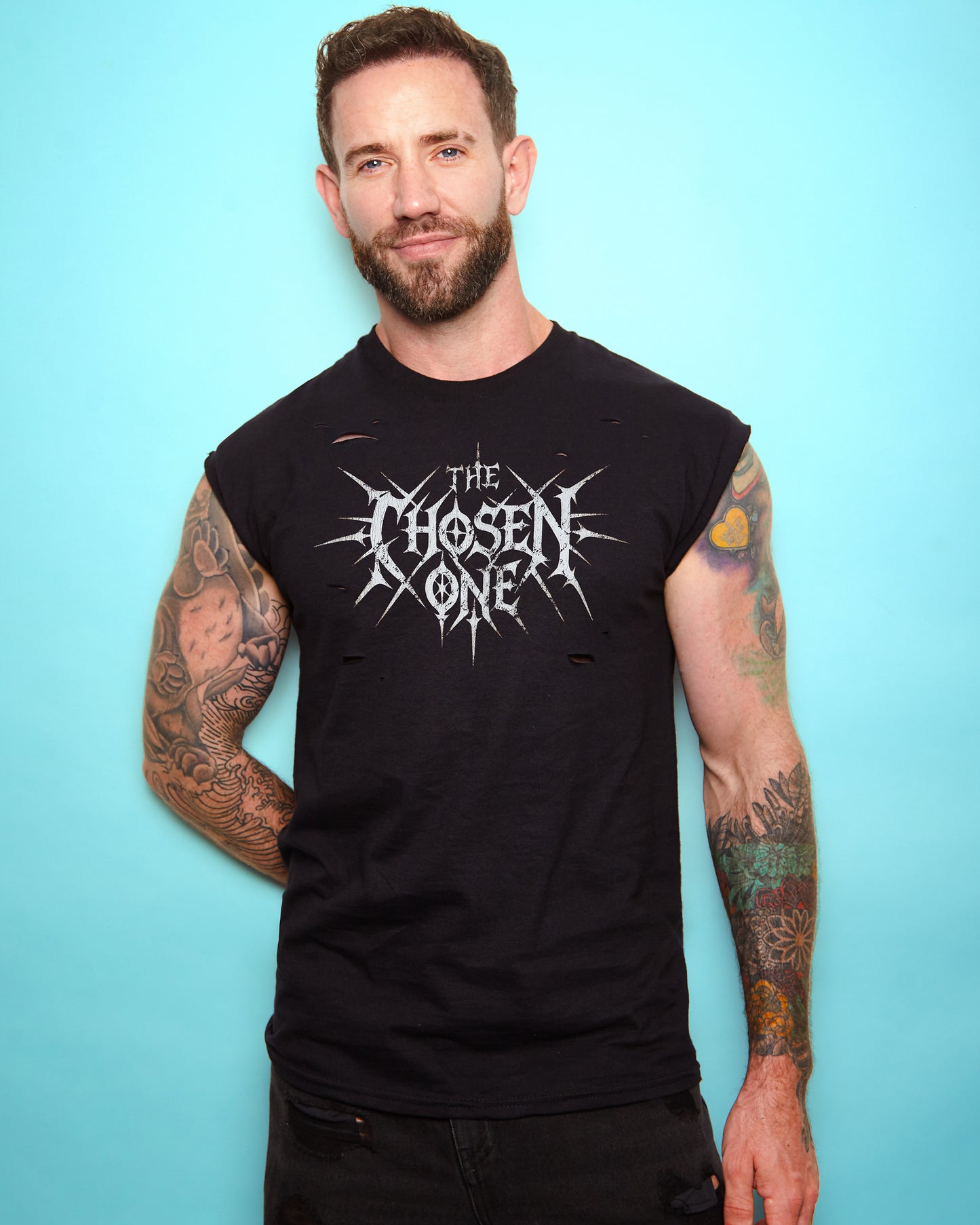 The Chosen One, distressed sleeveless tee - black