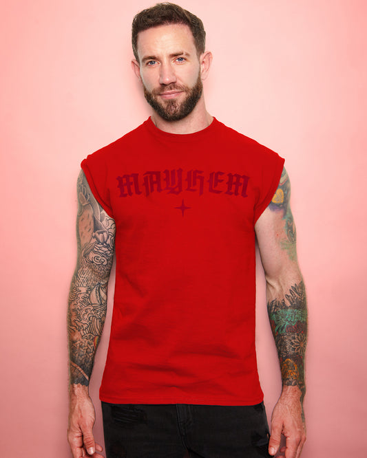 MAYHEM, sleeveless tee - red