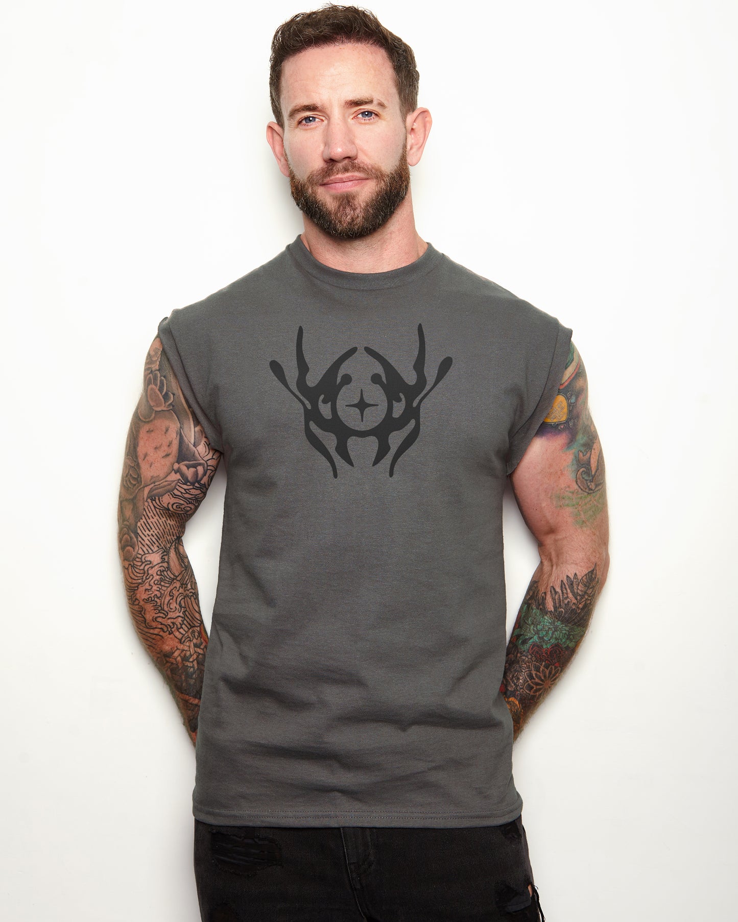 NXS024: ICON sleeveless tee - charcoal