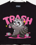 Unleash Your Wild Side: Racoon Spray Painting Trash on Black - mens sleeveless crop top - HOMOLONDON