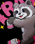 Unleash Your Wild Side: Racoon Spray Painting Trash on Black Tee - HOMOLONDON