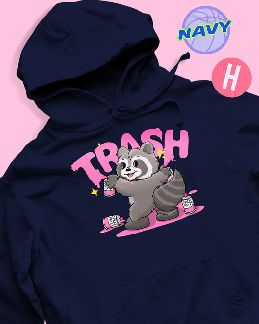 Trash raccoon soft style hoodie - navy
