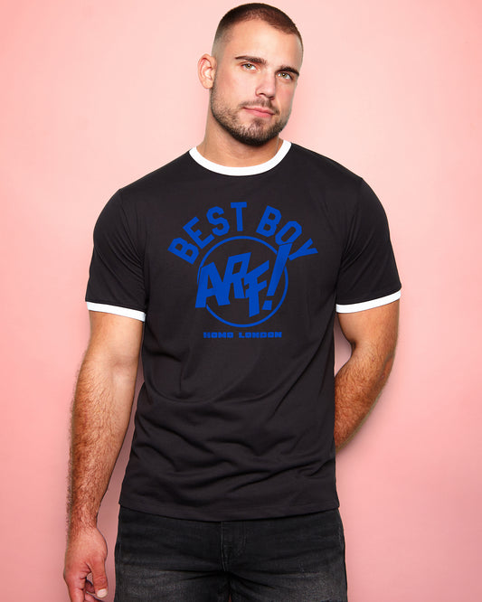 PUP Collection: BEST BOY! ARF ringer tee - black/white/blue