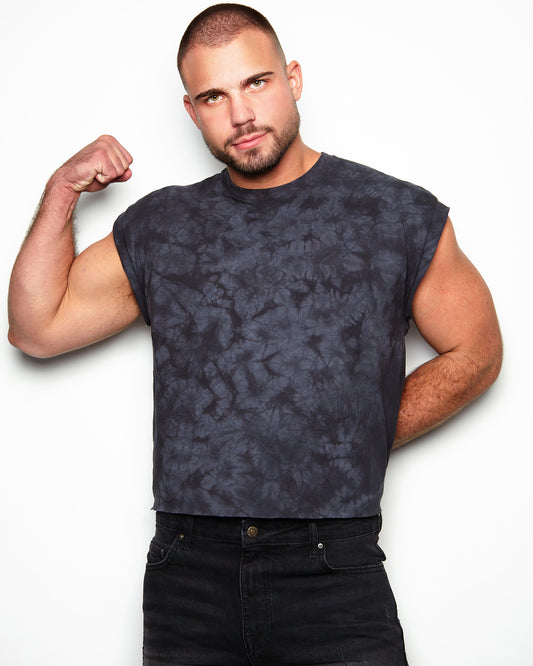 No Print just vibes: Black tie-dye low cut cropped tee
