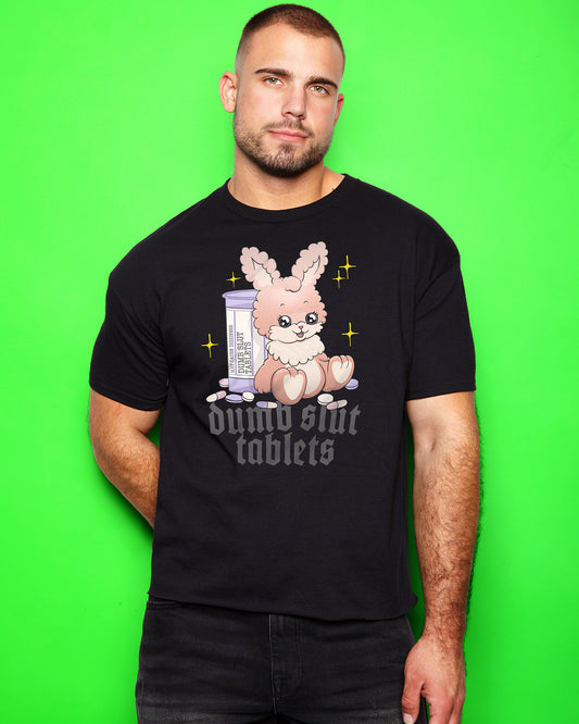 Dumb s/ut tablets on black - ultra low cropped tshirt
