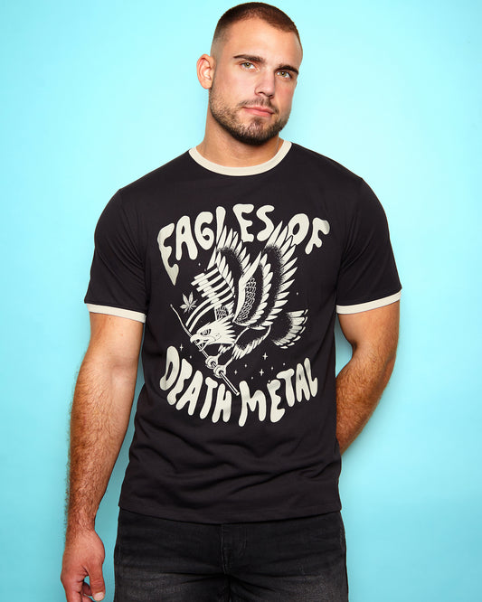 Eagles of Death Metal on black and creme - Ringer tshirt