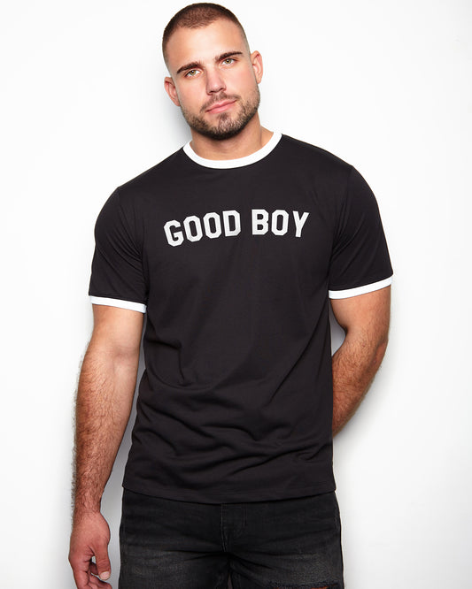 GOOD BOY, ringer tee - black/white