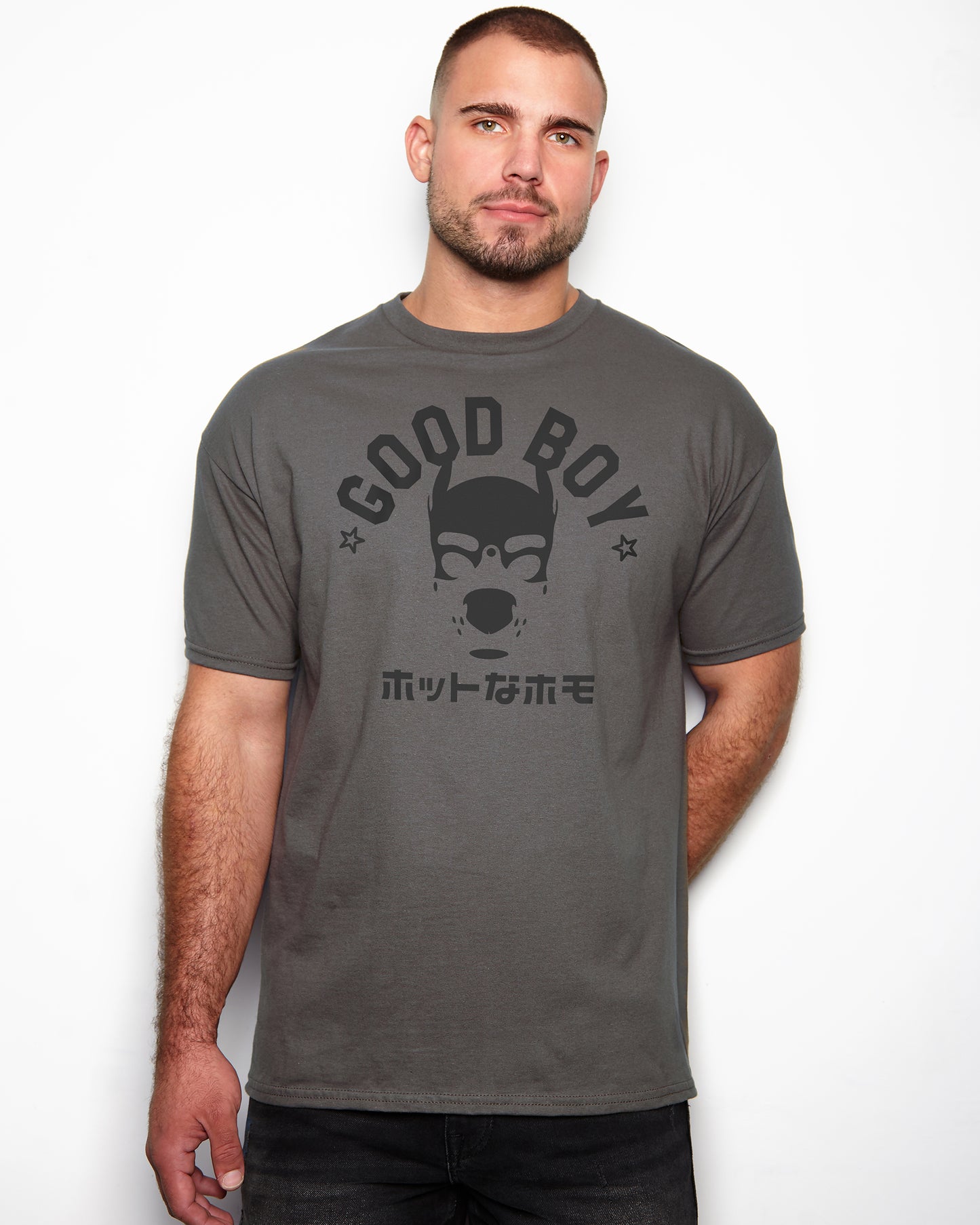 PUP Collection: GOOD BOY, Pup mask style, sleeveless tee - charcoal