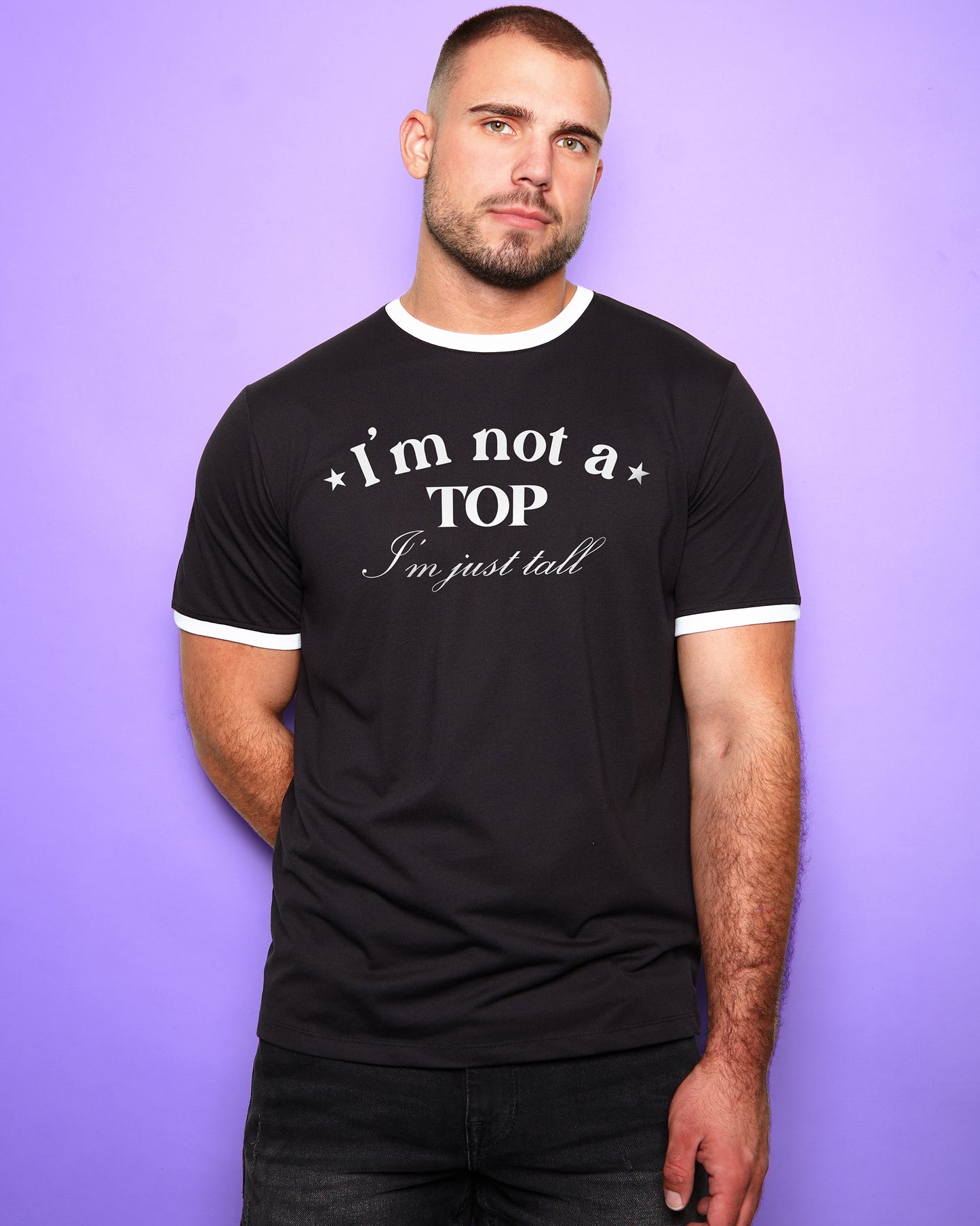 I'm not a TOP i'm just TALL, ringer tee - black/white