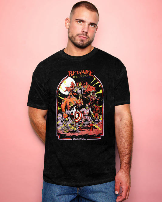 Official Marvel Comics,We Don't Bite on black Stone Wash - tee