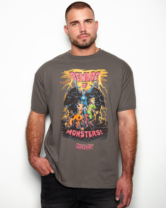 Official Scooby-Doo, Beware of monsters on grey - tshirt