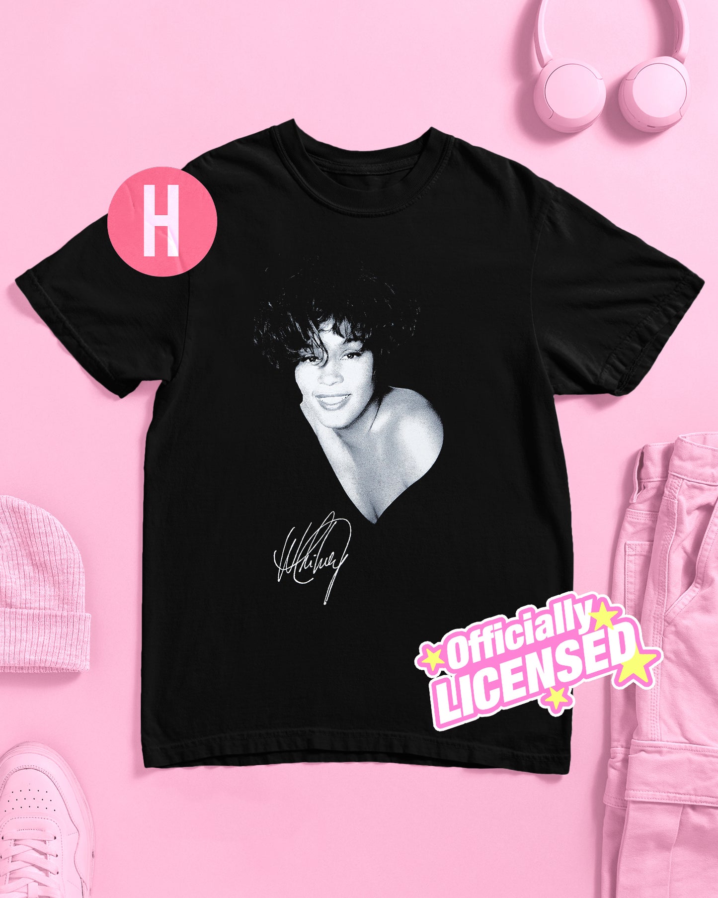 Official Whitney Houston, unisex t-shirt - black