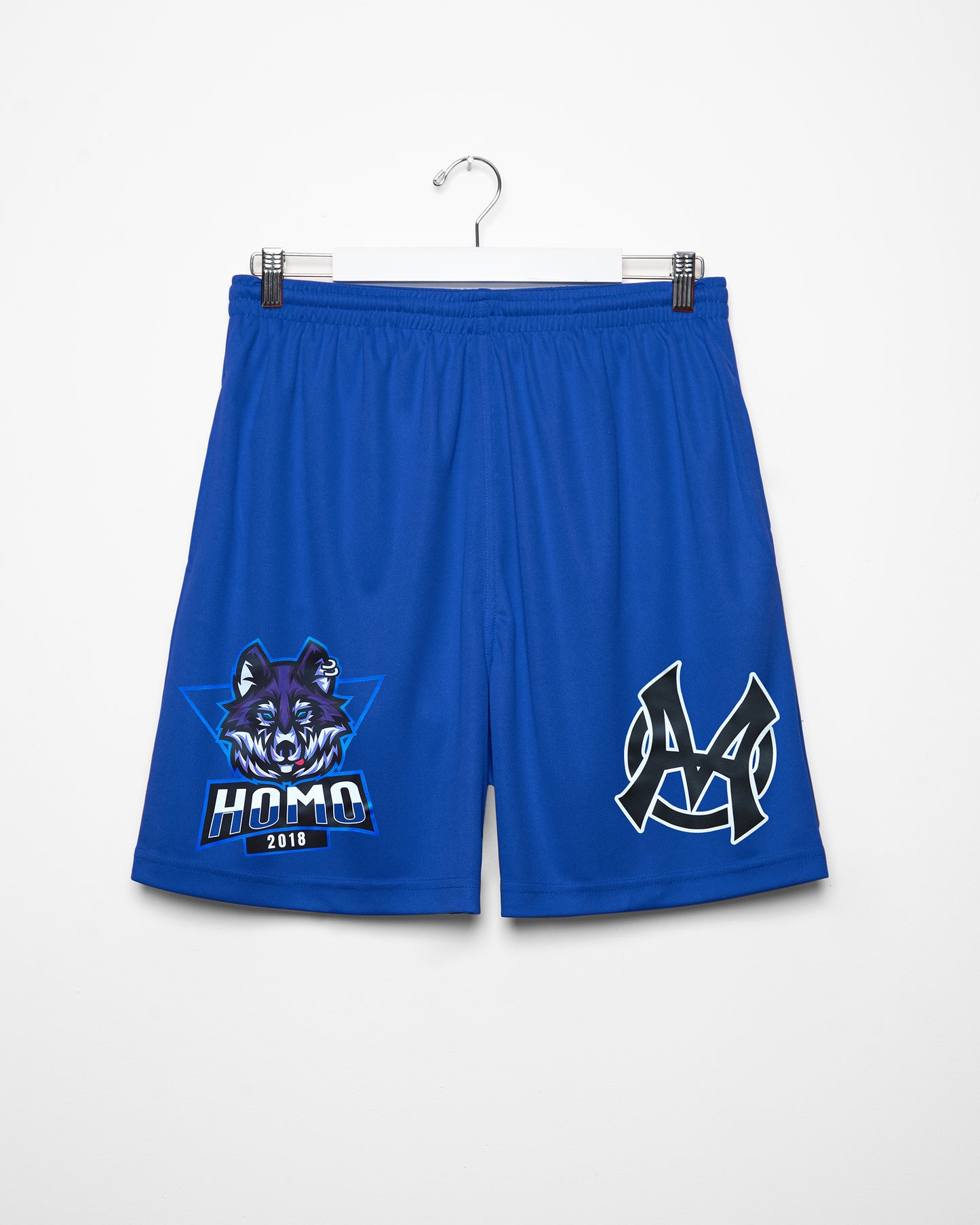 Sporty wolf, blue - basket ball shorts