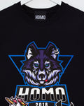 Sporty wolf, black - mens cropped tee / crop top - HOMOLONDON