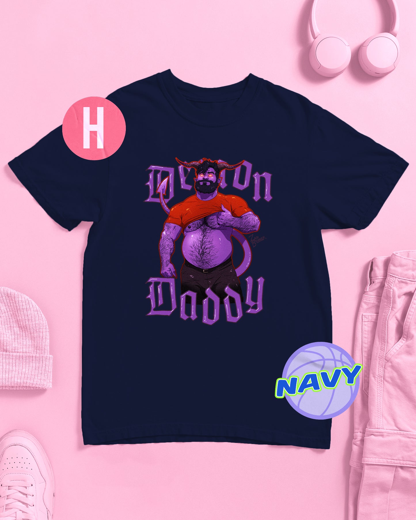 Demon daddy chunky demon hunk on navy - tee