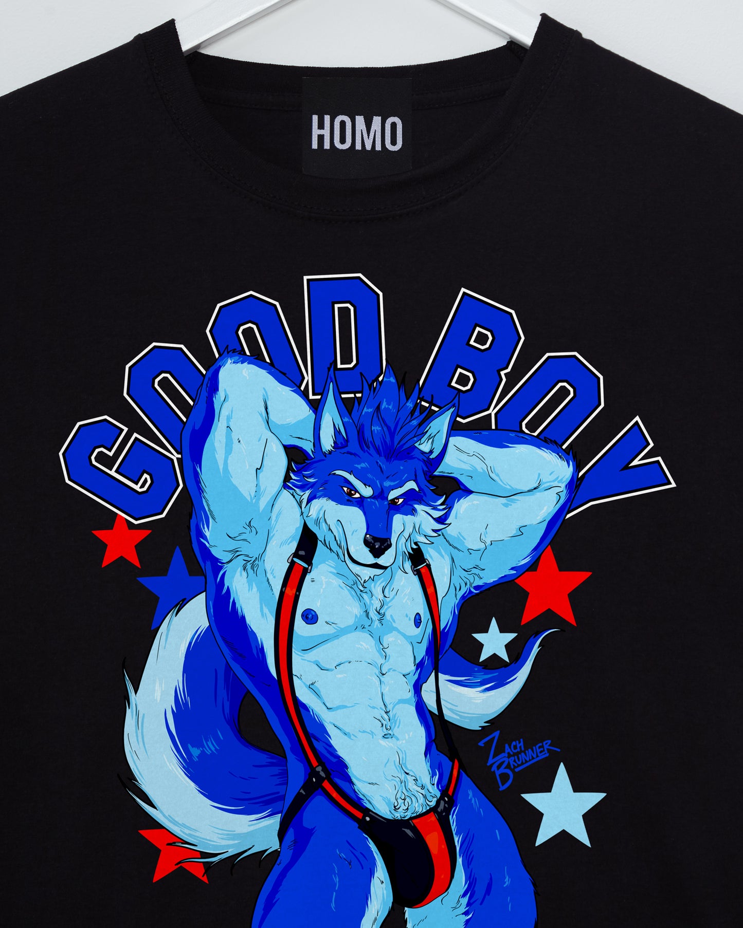 GOOD BOY, Brawlfang the sports wolf! on black - sideless tshirt