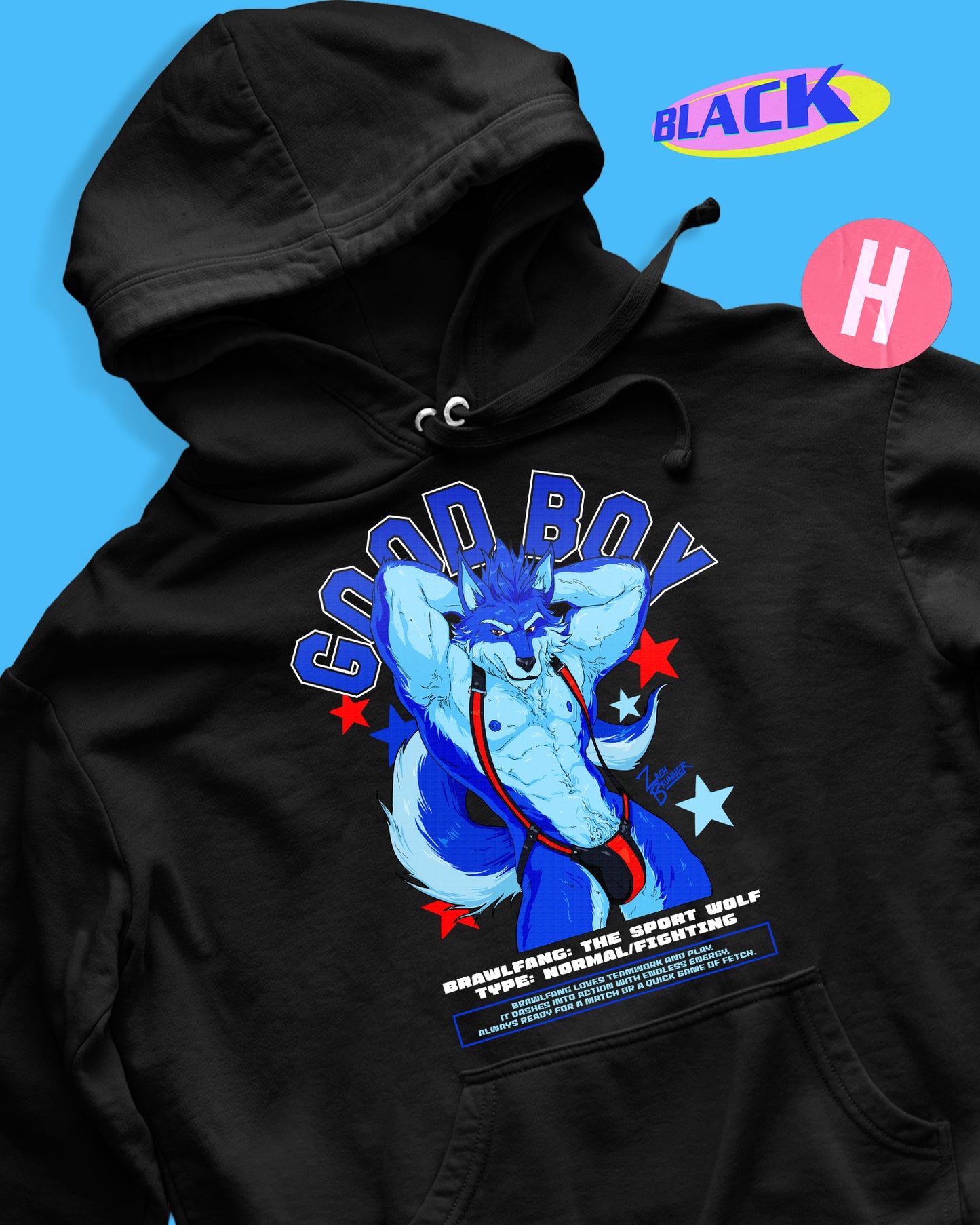 Good boy, furry pup soft style hoodie - black