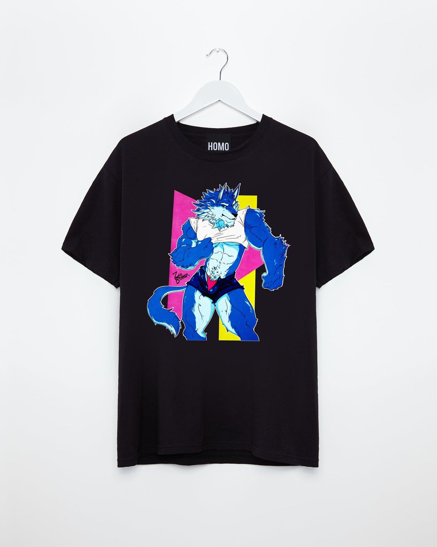 Magnus the wolf on black - tee - HOMOLONDON