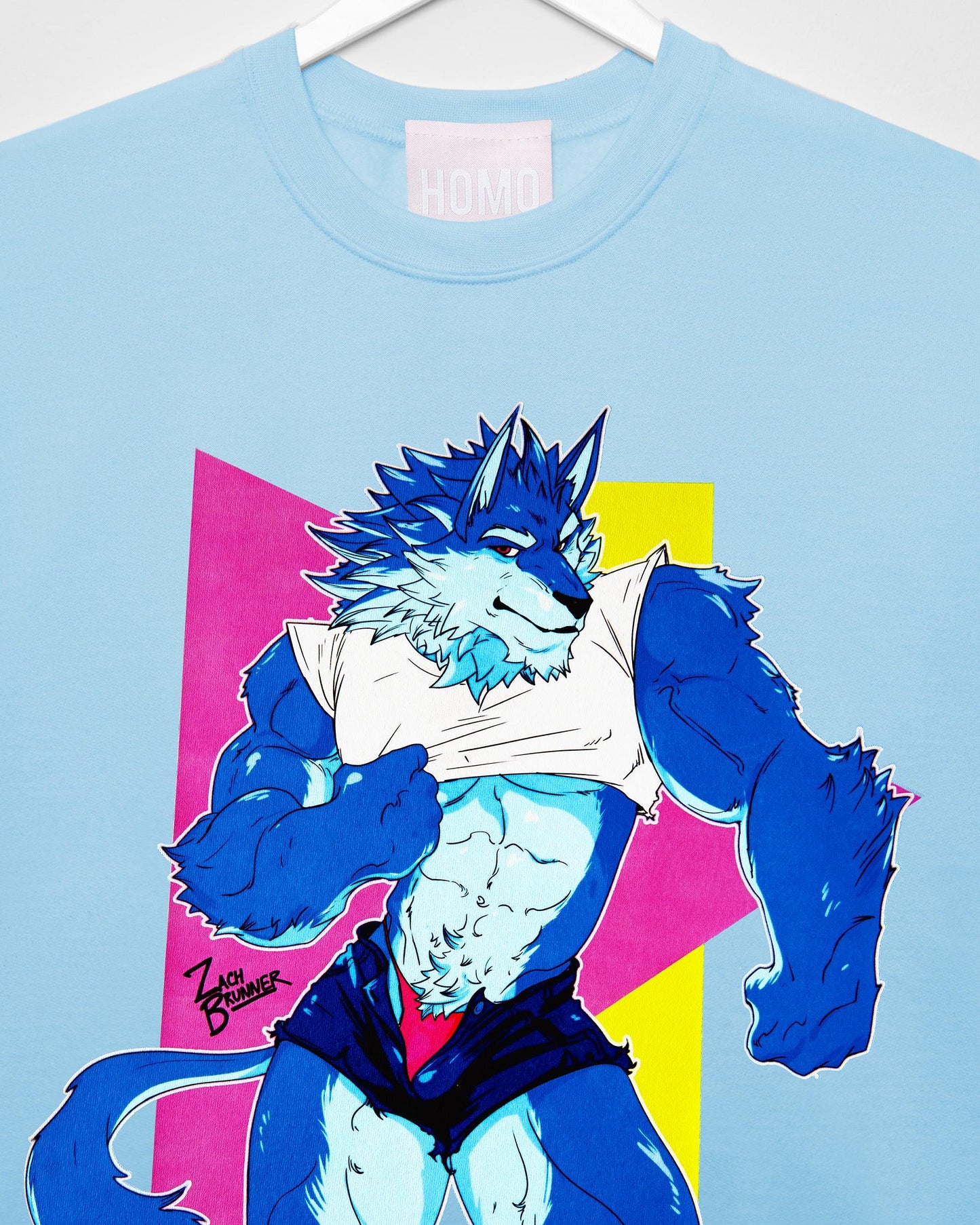 ZACH BRUNNER! Magnus the wolf on blue - sweatshirt.