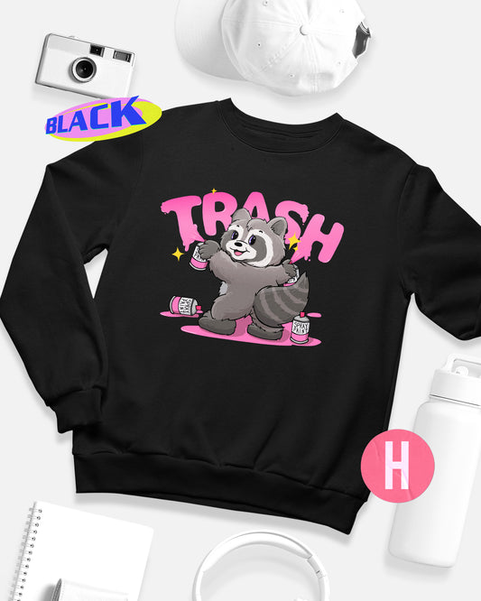 Trash raccoon soft style sweatshirt - Black