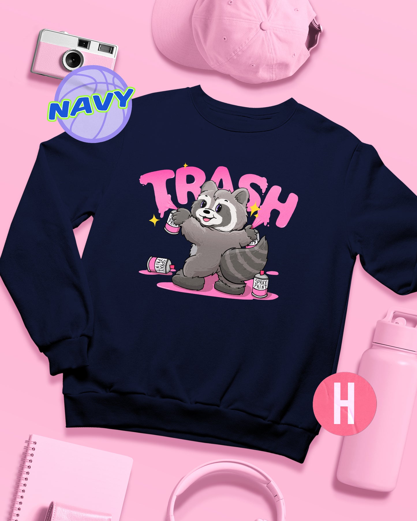 Trash raccoon soft style sweatshirt - Navy