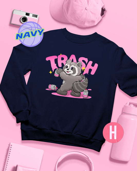 Trash raccoon soft style sweatshirt - Navy