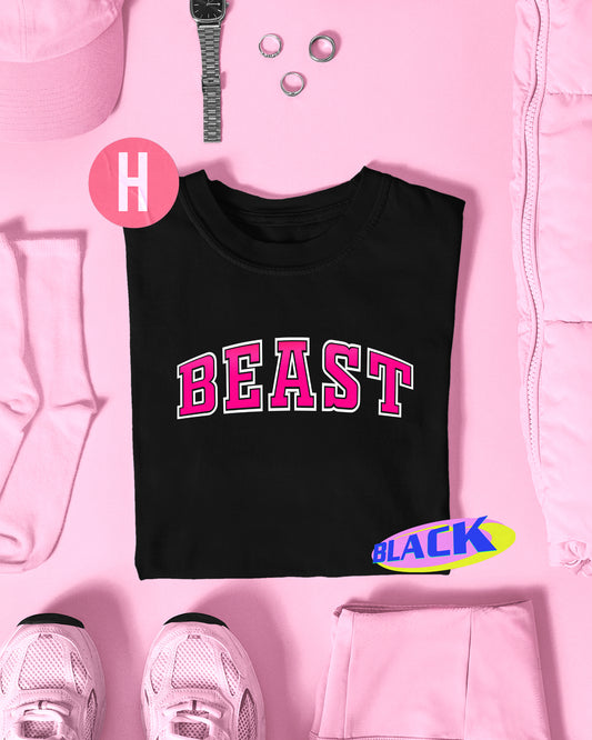 Varsity style BEAST on black - tee