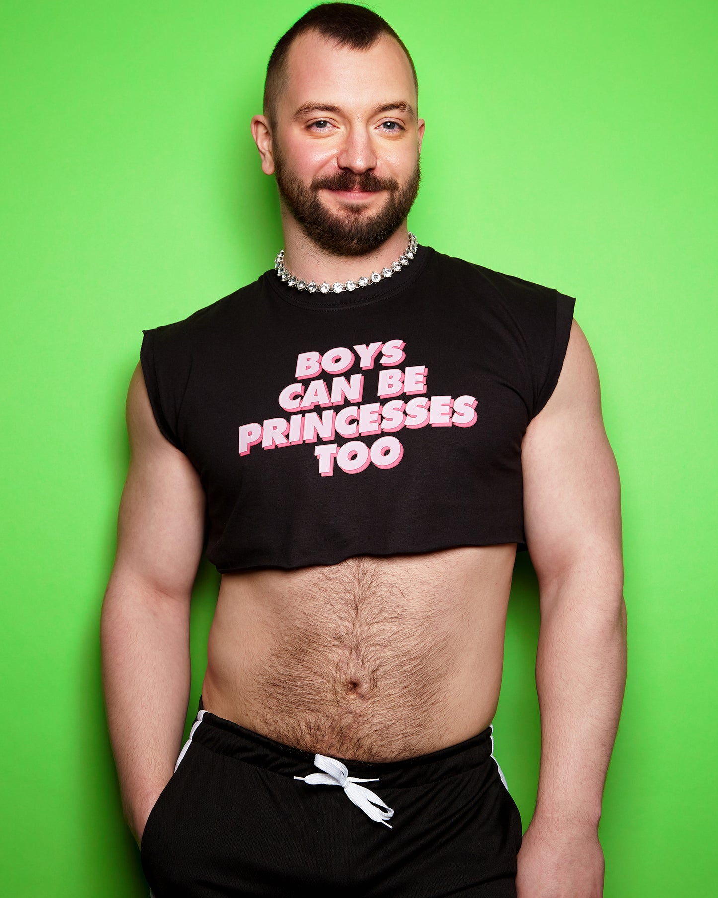 Boys can be princesses on black - sleeveless crop-top.