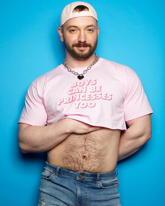 Boys can be princesses on pink - mens crop top.