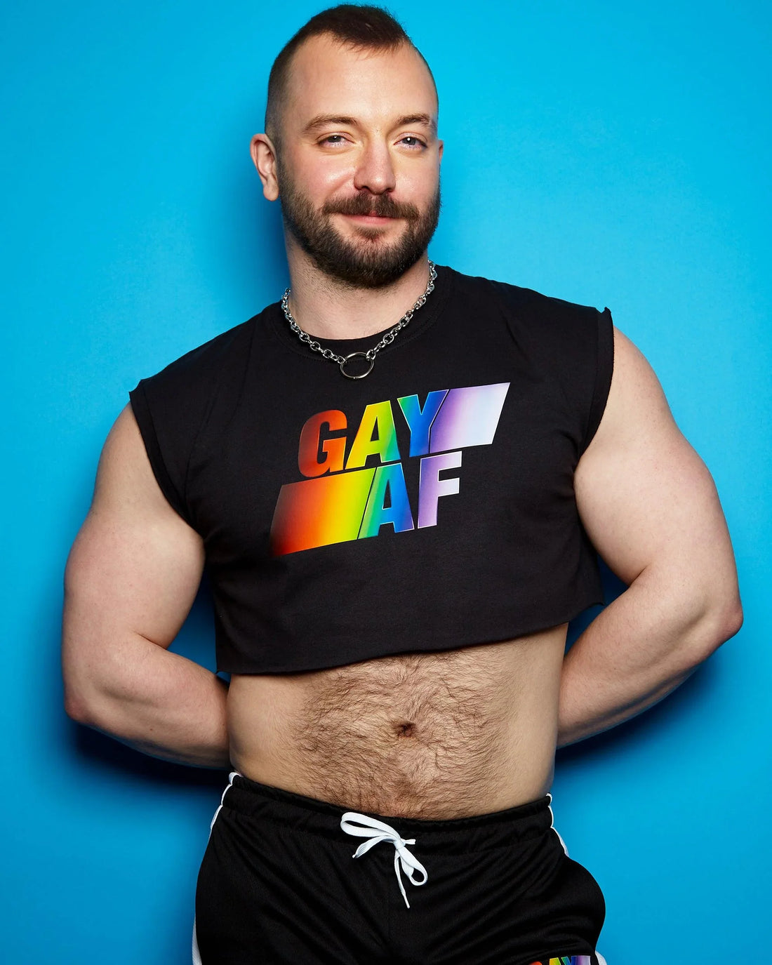 Gay AF on black - mens sleeveless crop top. - HOMOLONDON