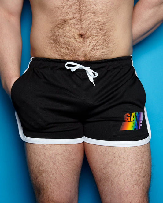 Gay AF on black - short shorts
