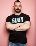 SLUT, hologram on black - tee - HOMOLONDON