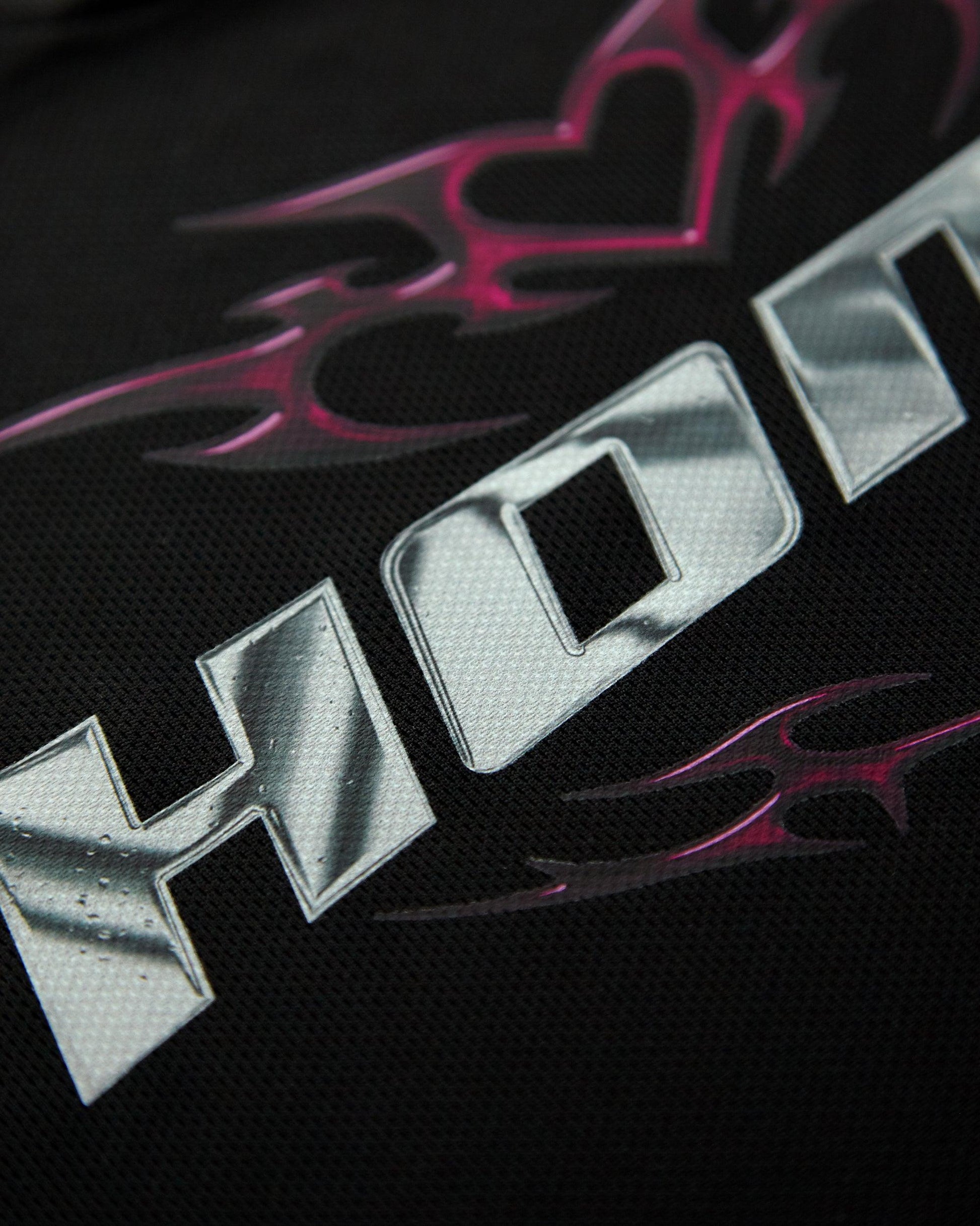 Chrome Y2K: HOMO, silver and pink on black - Tank - HOMOLONDON