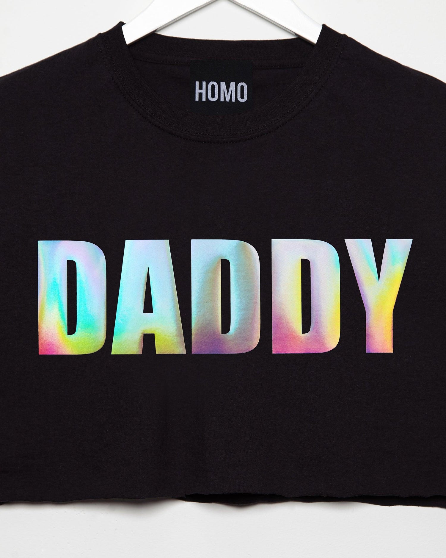 DADDY, hologram on black - mens sleeveless crop top. - HOMOLONDON