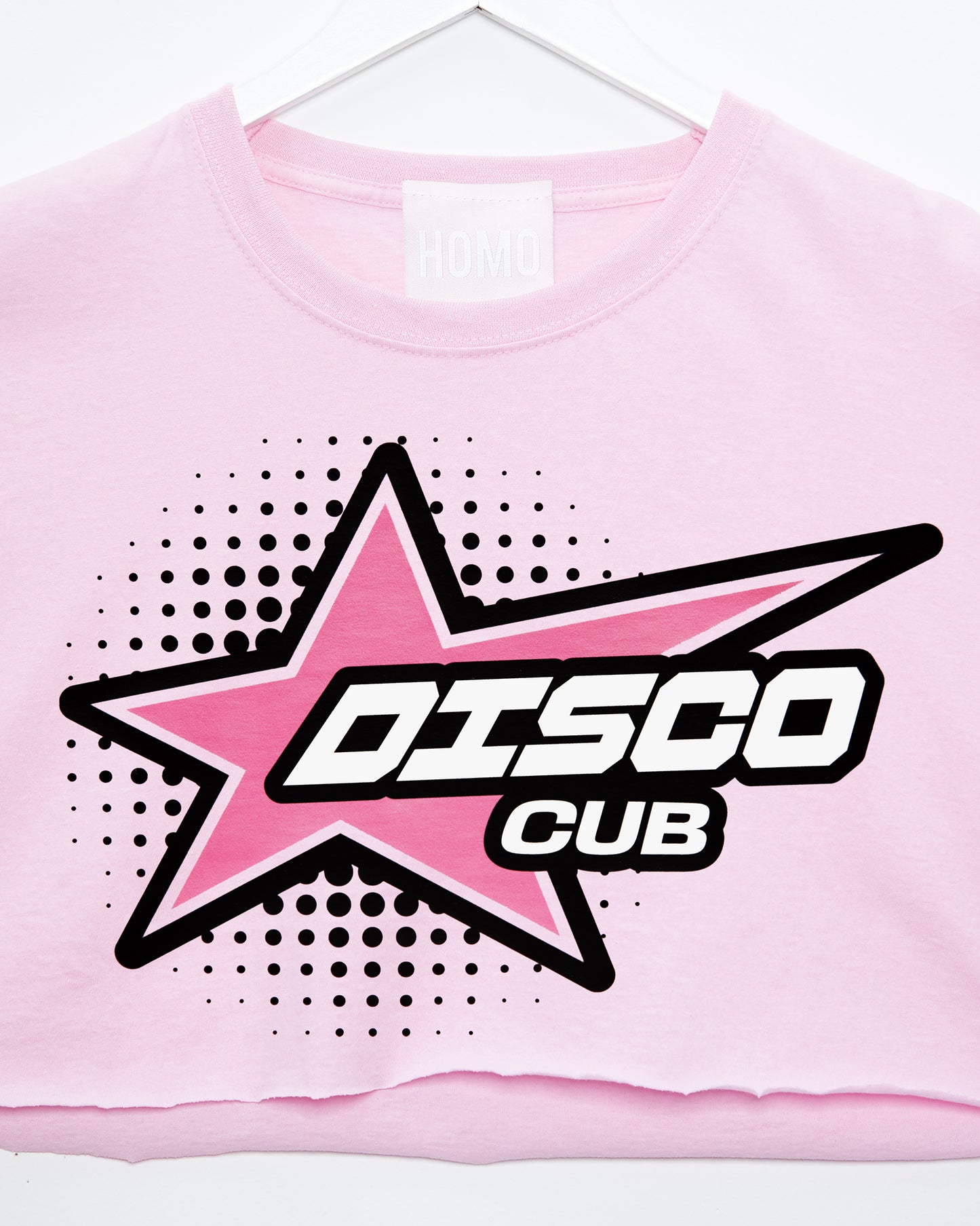 Disco cub on pink - sleeveless crop top.