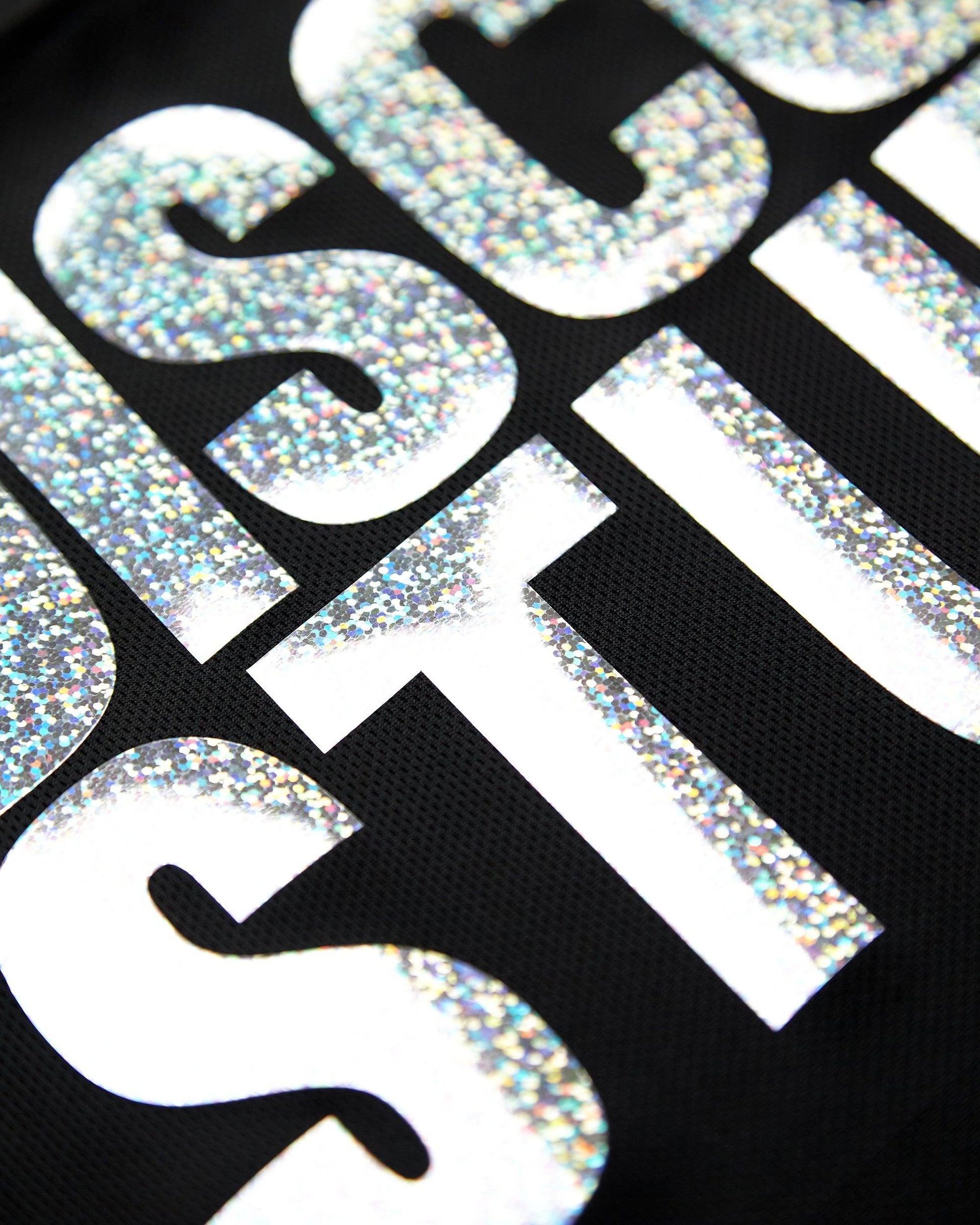 Disco stud, hologram sparkle on black - tank. - HOMOLONDON