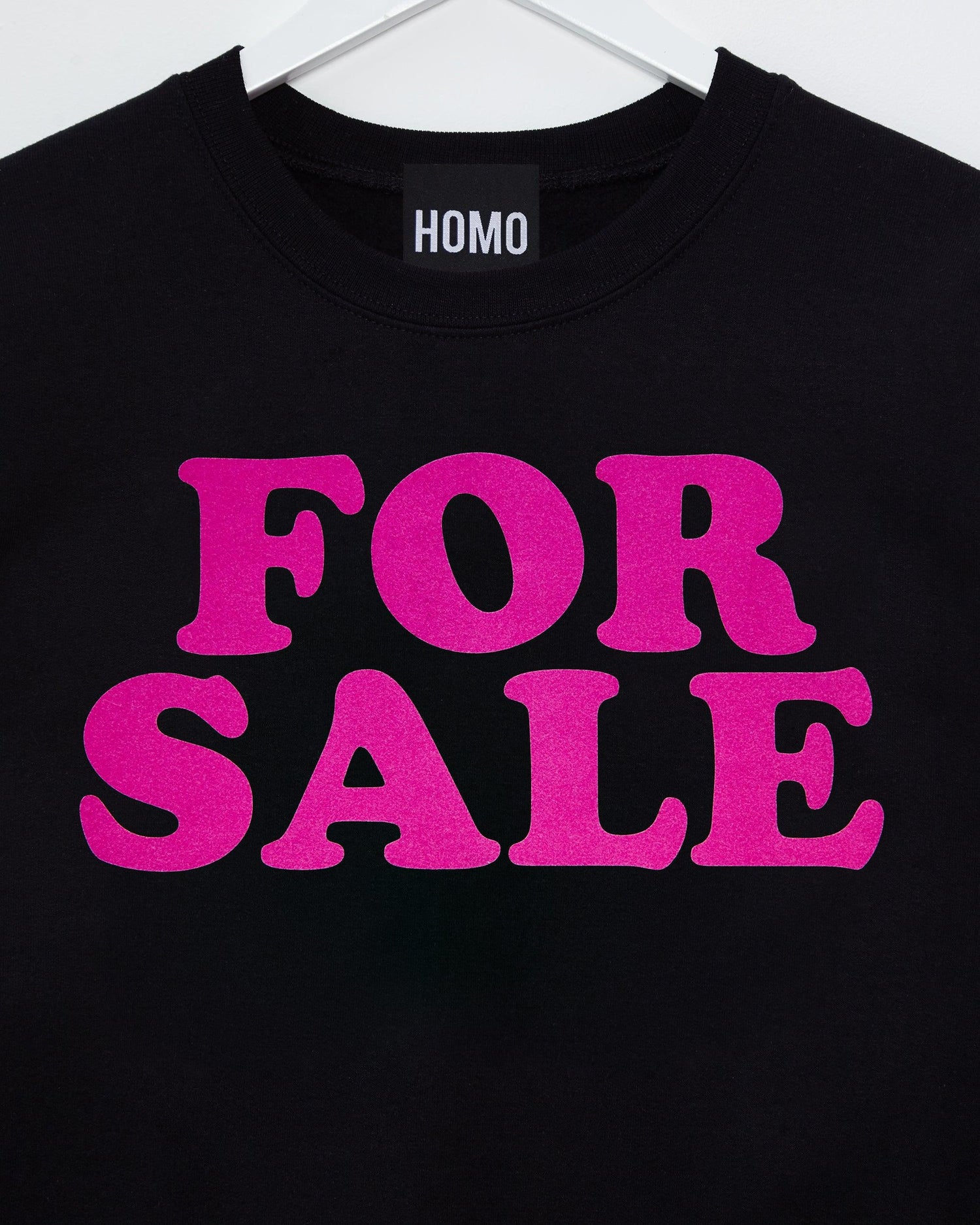 FOR SALE, fuchsia flock print on black - sweatshirt - HOMOLONDON