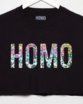 HOMO, sparkle on black - mens sleeveless crop top. - HOMOLONDON