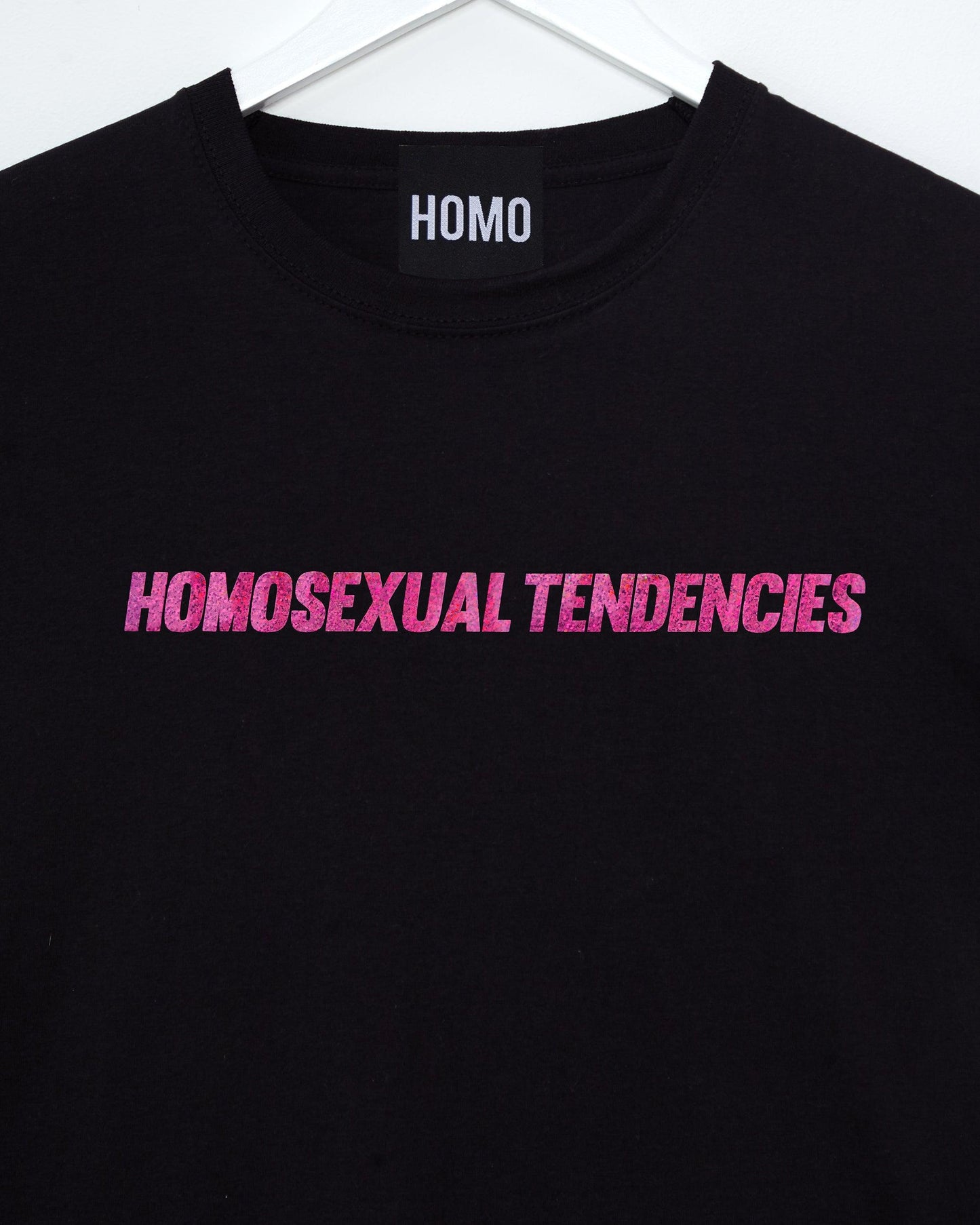 Homosexual Tendencies Tee - Pink Sparkle on Black - HOMOLONDON