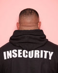 INSECURITY, white on black - pullover hoodie. - HOMOLONDON