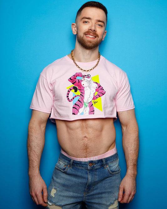 Rocky the tiger, always the life of the party - mens crop top. - HOMOLONDON