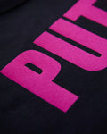 PUTA, fuchsia flock on black - tee - HOMOLONDON